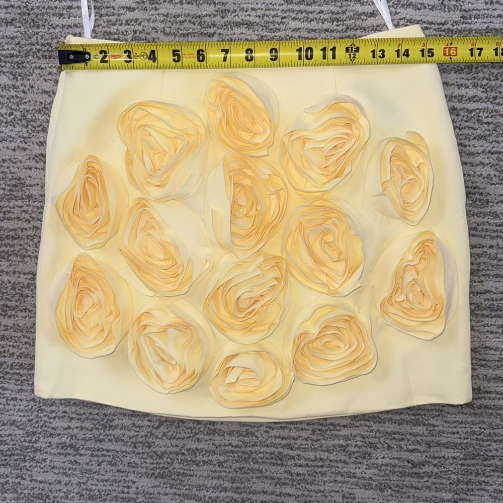 NWT Luxe Dress Rose-appliqué Cropped Top / Skirt Set In Gelb Yellow Large - Picture 8 of 16